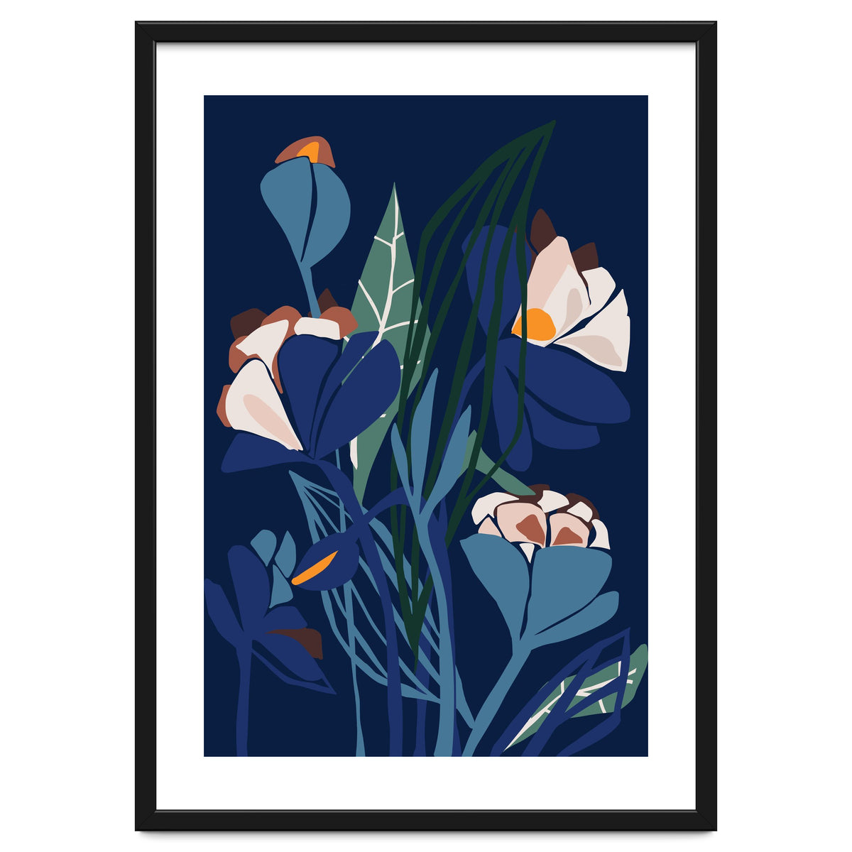 Florals At Night – Modern Illustration