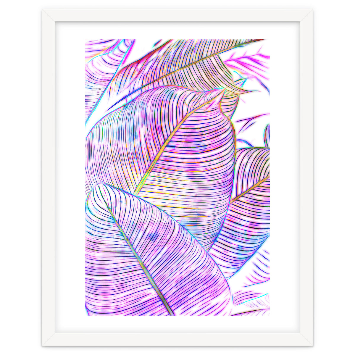 Pink Banana Leaves | Tropical Botanical Jungle | Ultraviolet Purple Nature Plants | Eclectic Forest