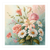 Elegant Pastel Floral Bouquet Illustration (Print Only)