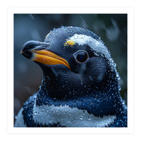Macro view of a Penguin with Water Droplets (Print Only)