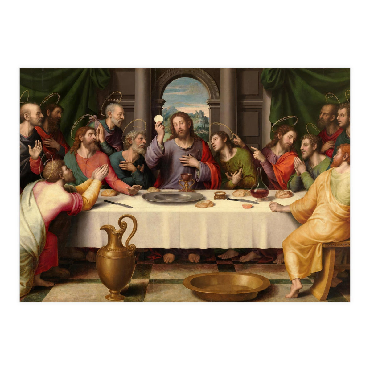 Juan de Juanes / 'The Last Supper', ca. 1562, Spanish School, Oil on panel, 116 cm x 191 cm, P00846. (Print Only)