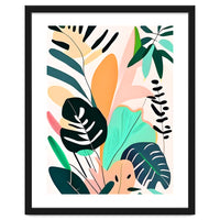 Pastello, Tropical Pastel Jungle, Botanical Neutral Muted Colors, Nature Plants Drawing Monstera, Exotic Bohemian Summer