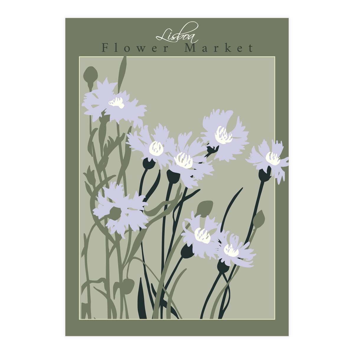 Flower Market Lisboa Cornflower (Print Only)