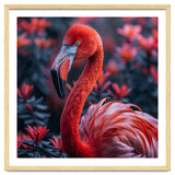Vibrant Flamingo Portrait With Tropical Foliage thumbnail