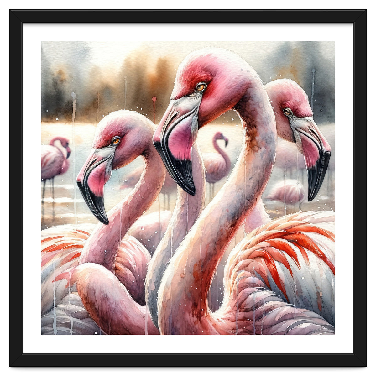 Watercolor Flamingos