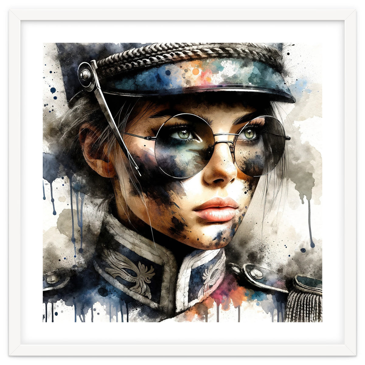 Watercolor Napoleonic Soldier Woman #5