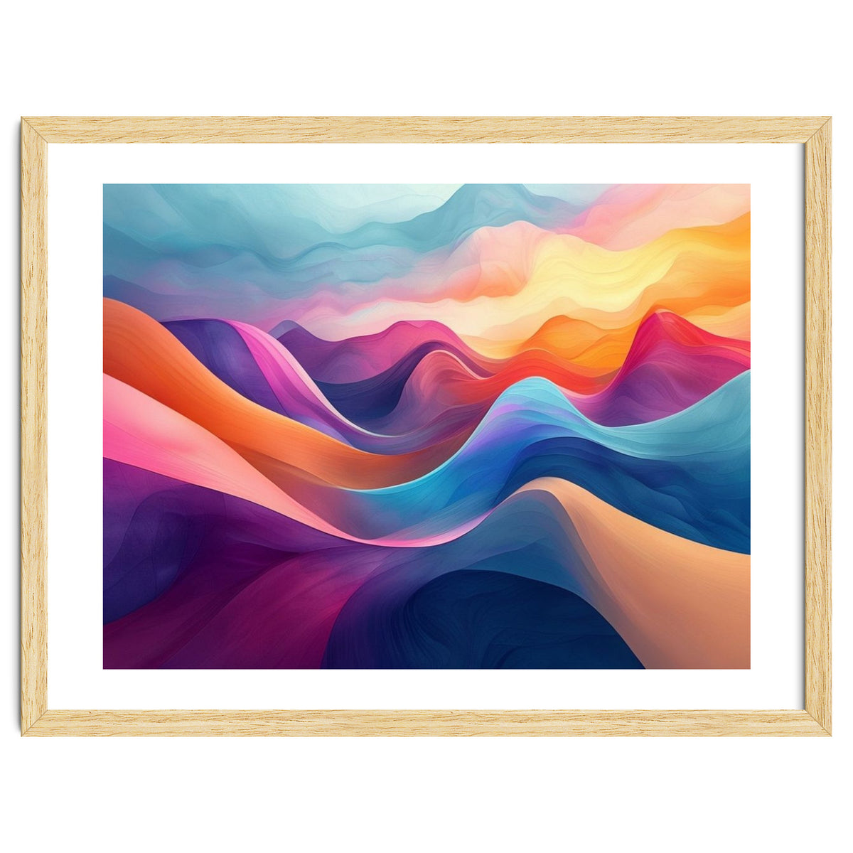 Vibrant Abstract Flowing Peaks Art