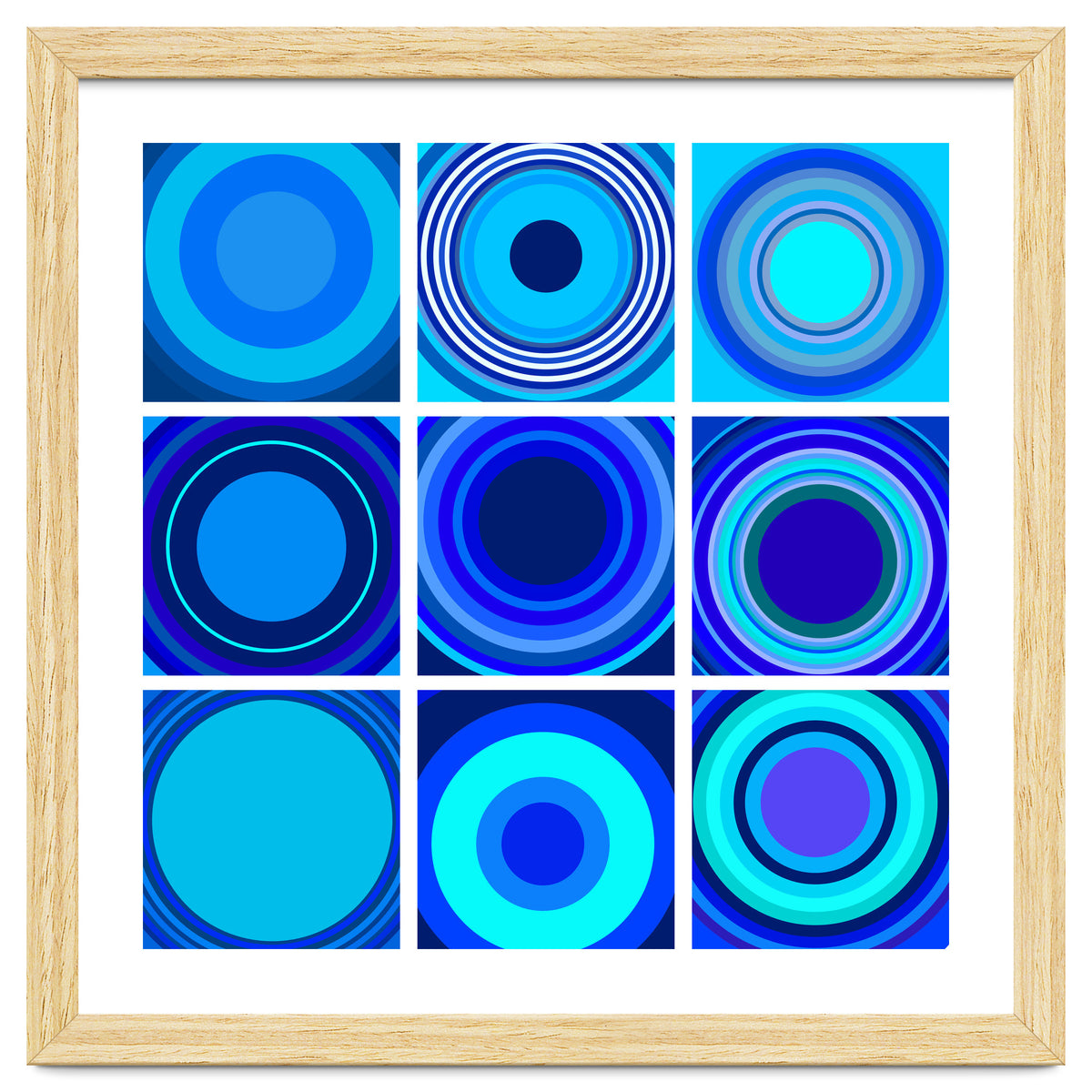 Circles & Rectangles Alt Blue 3 X 3: 3