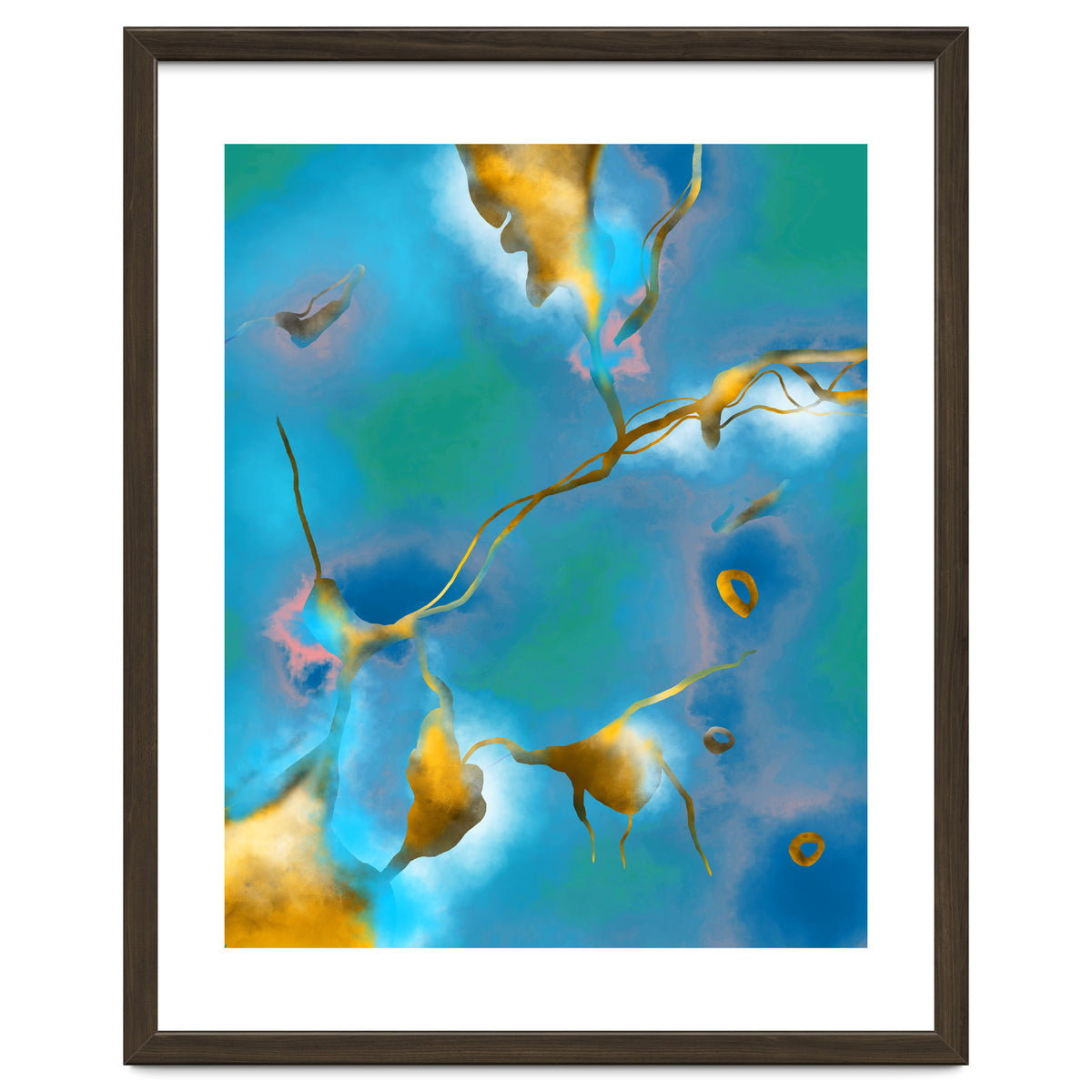 In My Veins, Abstract Marble Gold Texture, Eclectic Painting Resin Bohemian, Contemporary Luxe Chic Luxury