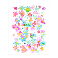 Daisies Spring Floral Pastel Watercolor (Print Only)