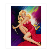 Pinup Girl With A Knife In Self Defense Pose (Print Only)