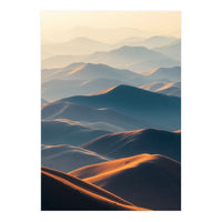 Misty Desert Mountain Range Art (Print Only)