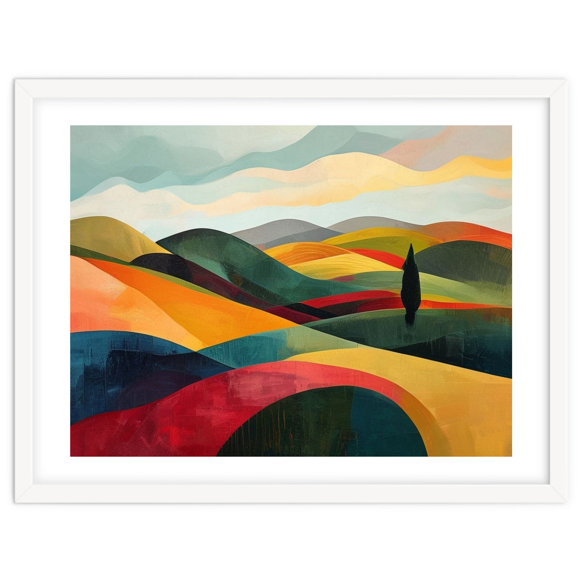 Abstract Tuscan Hills Landscape Painting
