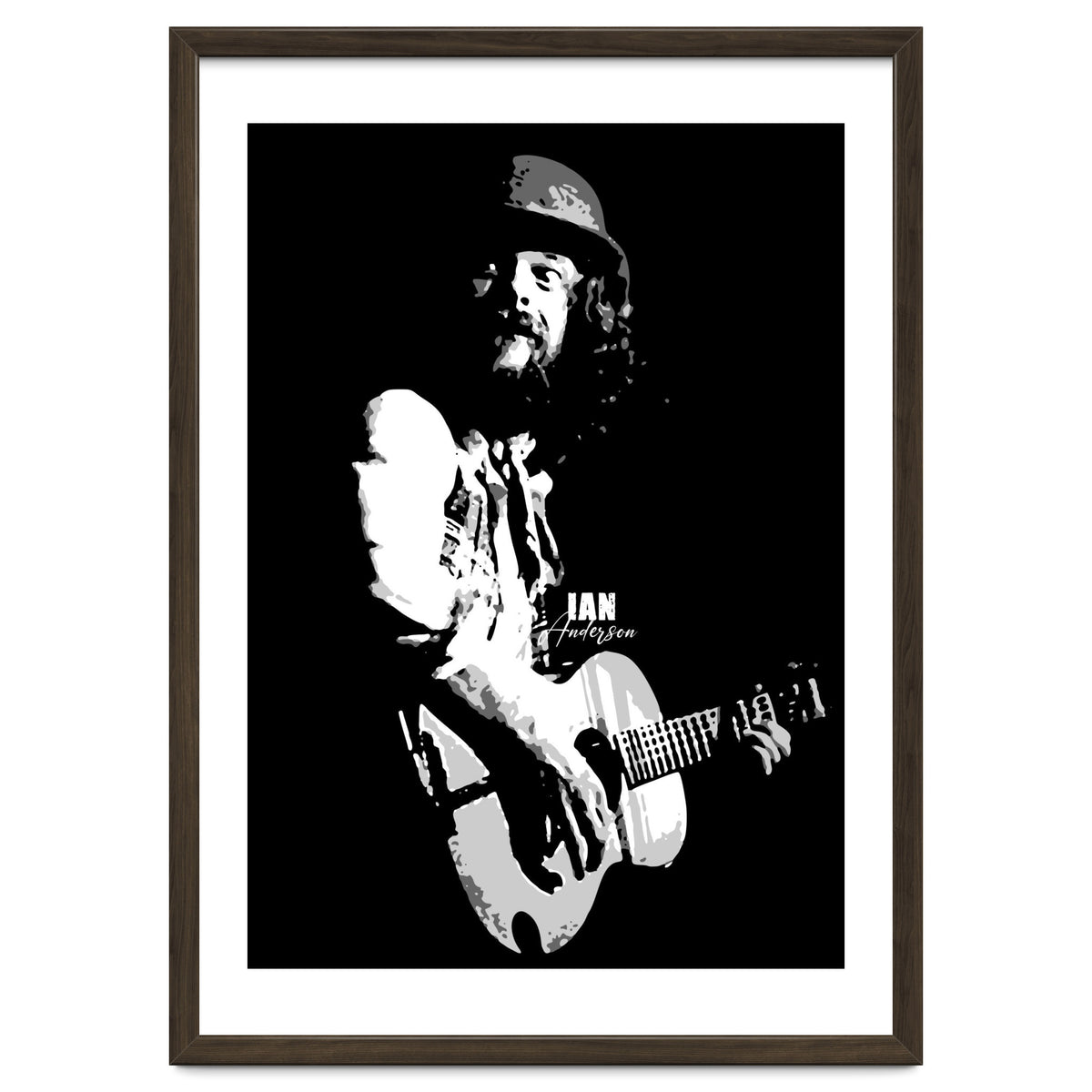 Ian Anderson Rock Music Legend in Grayscale