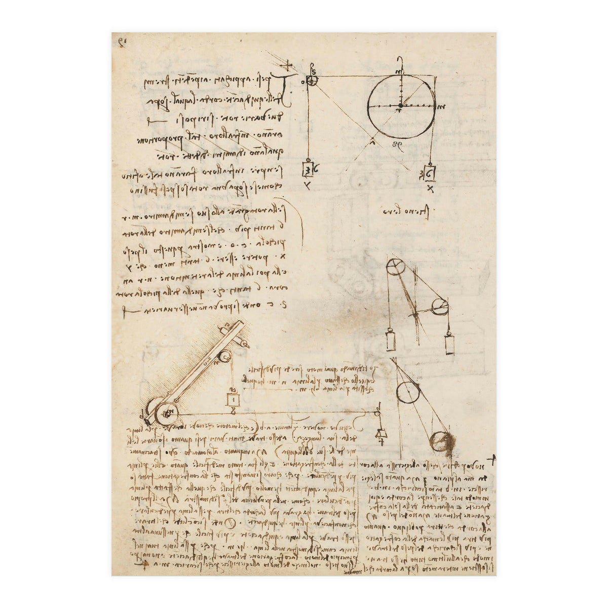 Folio f 172v. Codex Madrid I (Ms. 8937) "Treaty of statics and mechanics", 192 folios with 384 pa... (Print Only)