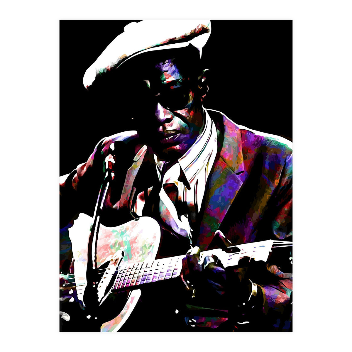 Lightnin' Hopkins American Country Blues Musician legend Colorful Art (Print Only)