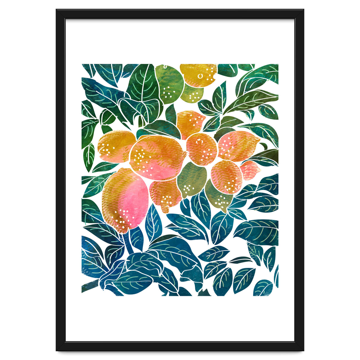 Lemons | Watercolor Modern Boho Botanical Painting | Pastel Summer Jungle Garden Juicy Fresh