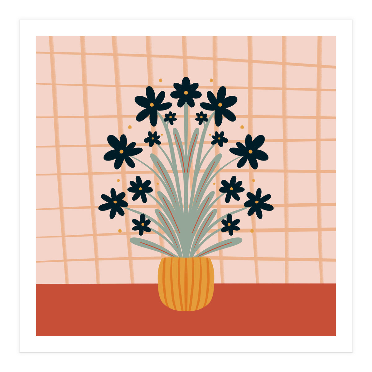 Floral Vase Orange (Print Only)