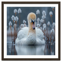 Swan Floating Serene On Calm Water