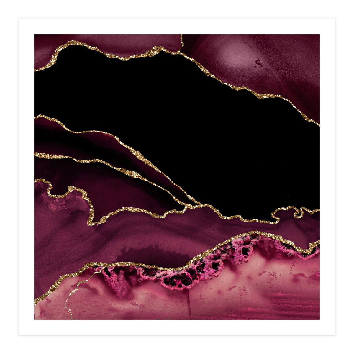 Burgundy & Gold Agate Texture 14 (Print Only)