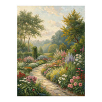 Enchanted English Cottage Garden Oil Painting (Print Only)