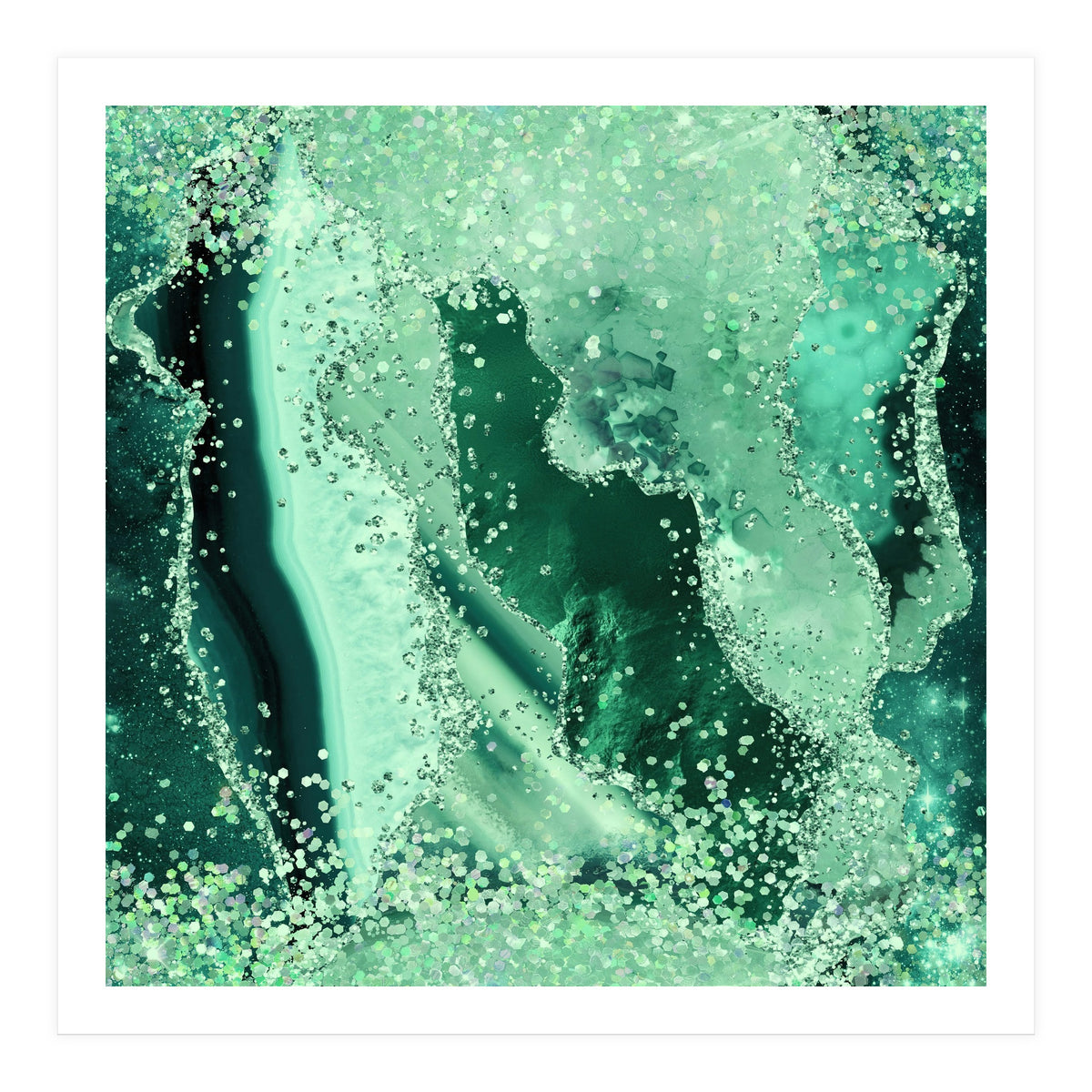 Emerald Glitter Agate Texture 03  (Print Only)