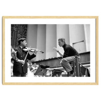 Conductor Herbert von Karajan rehearsing with Nathan Milstein in Lucerne, Switzerland. Lucerne,1957.