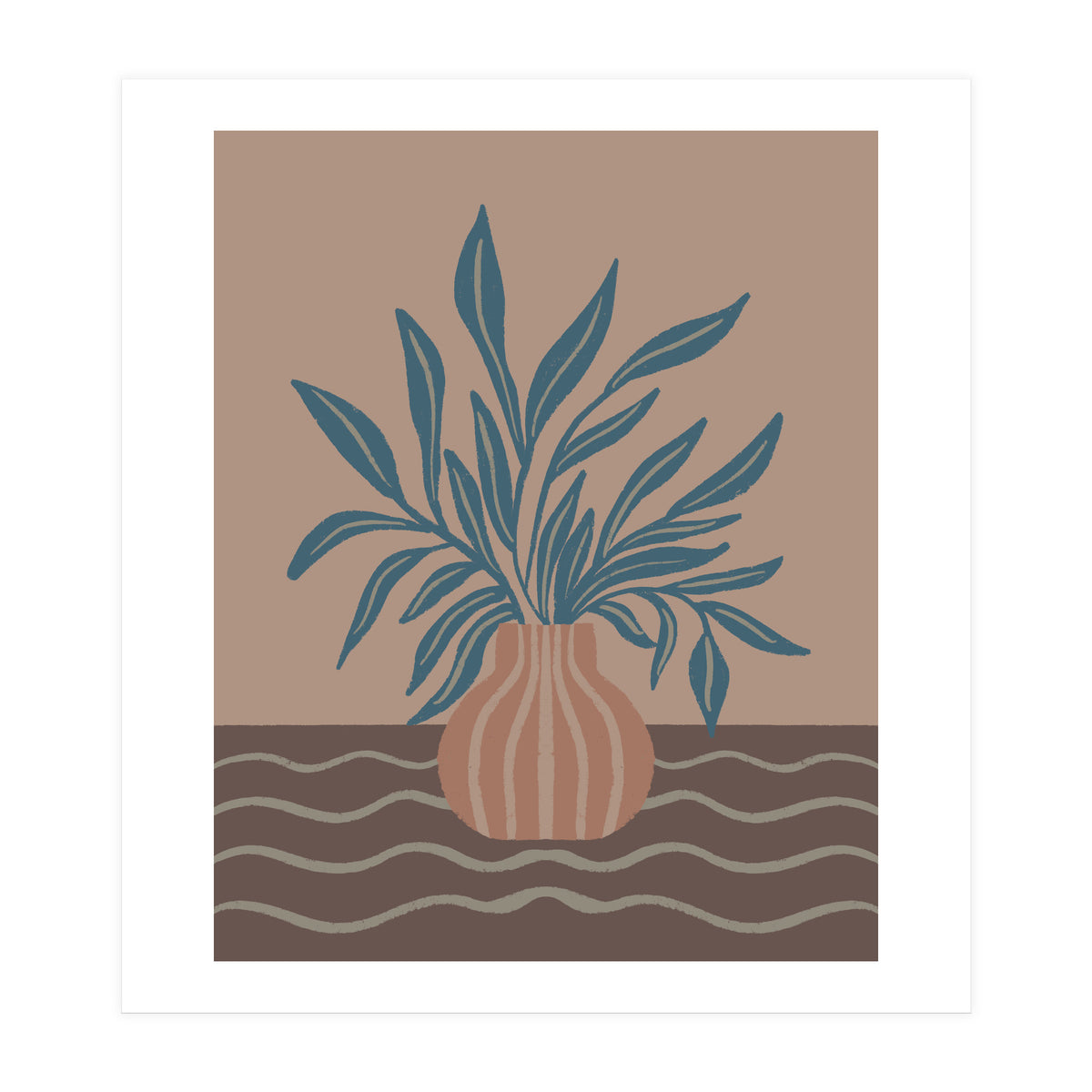 Modern Vase with Tropical Leaves (Print Only)