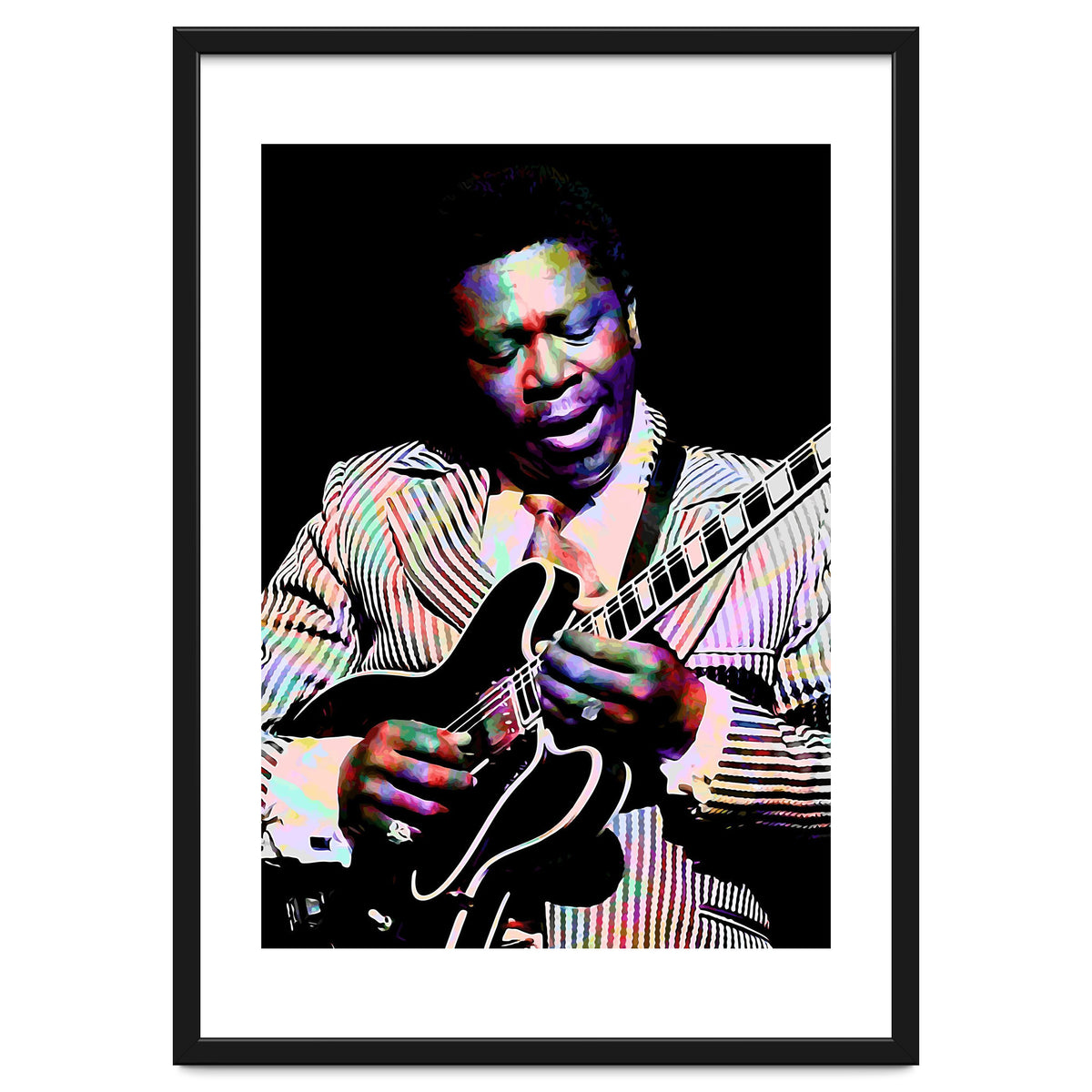 BB King. American Blues Guitarist in Colorful Art