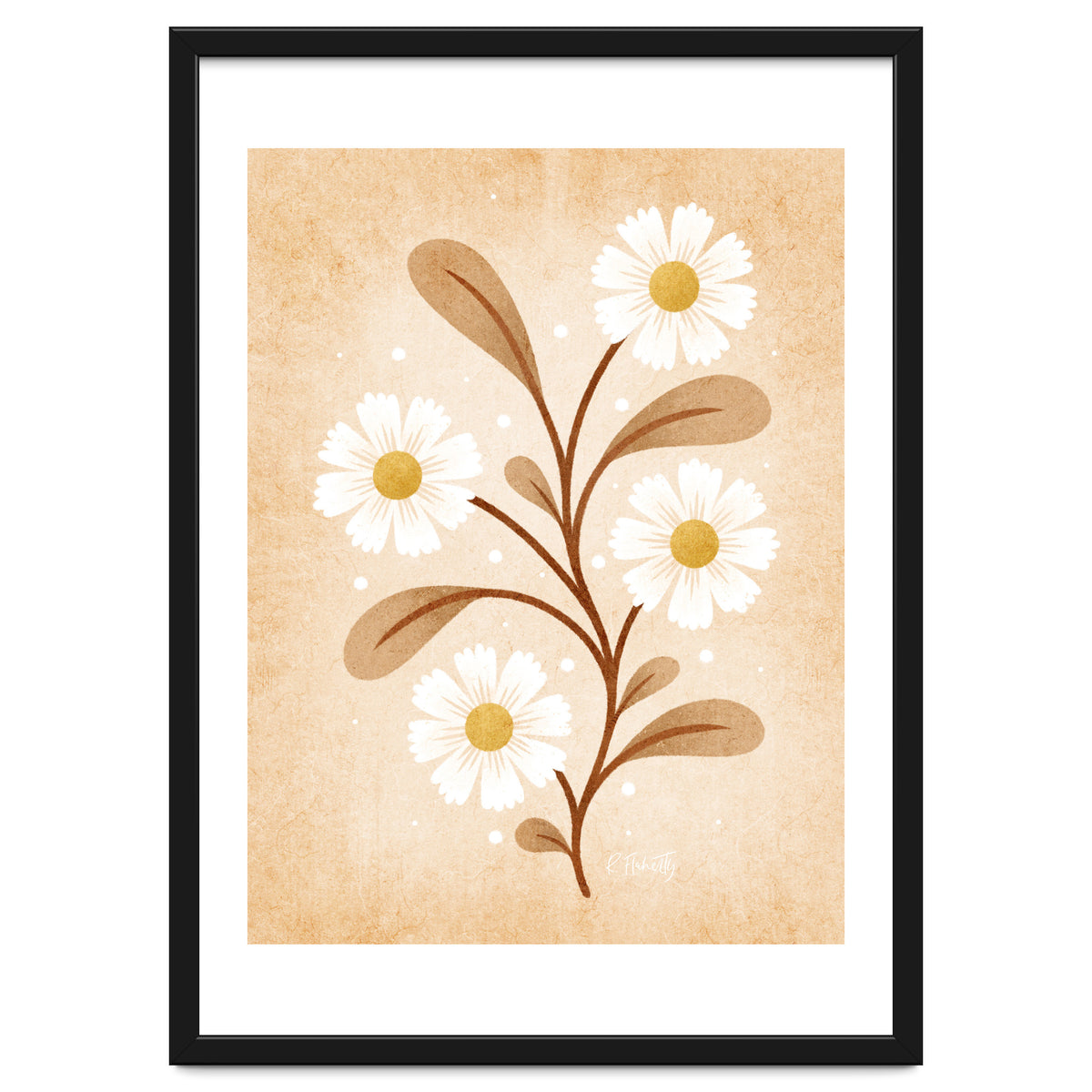 Vintage Beige Daisies