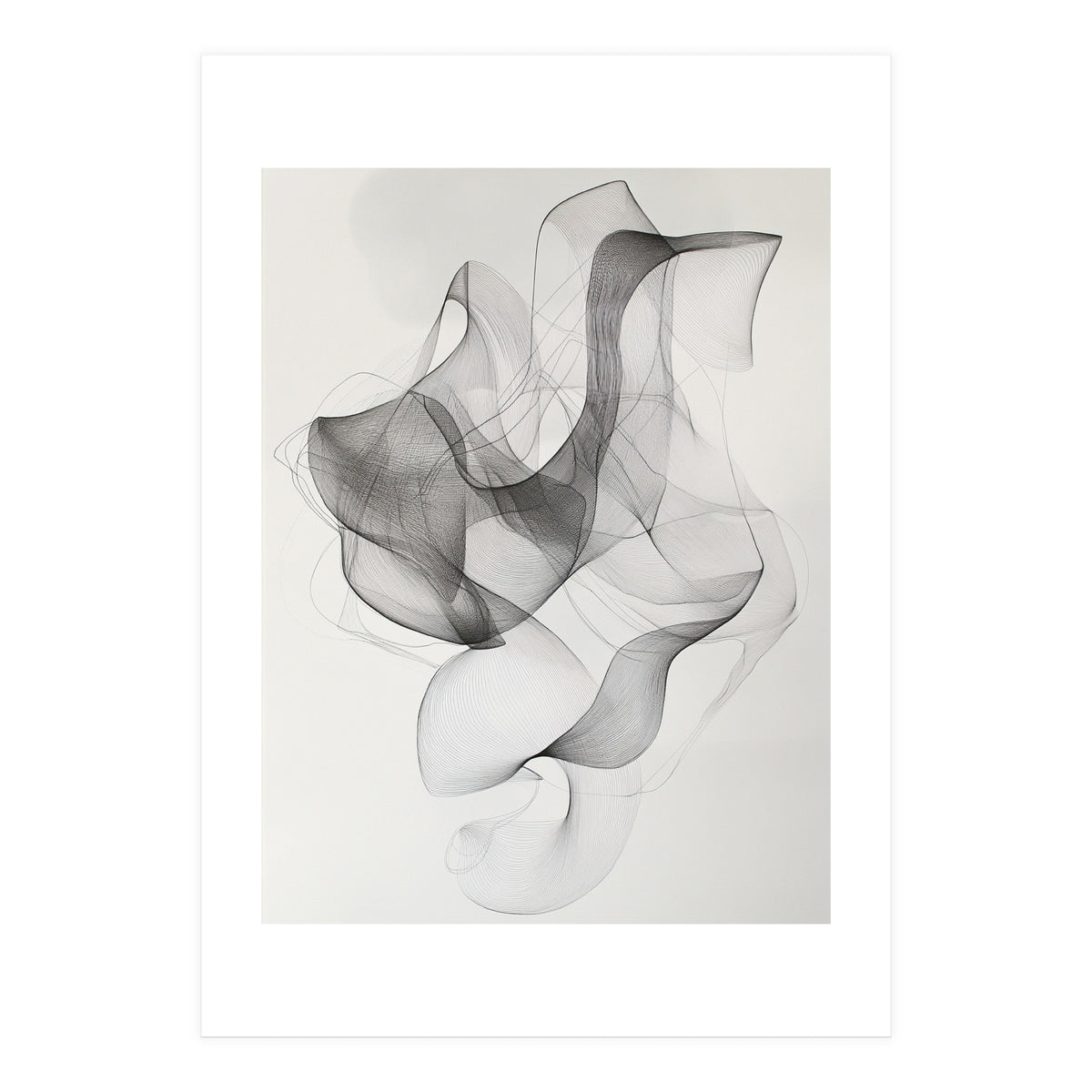 Abstract Black And White Swirling Lines Art (Print Only)