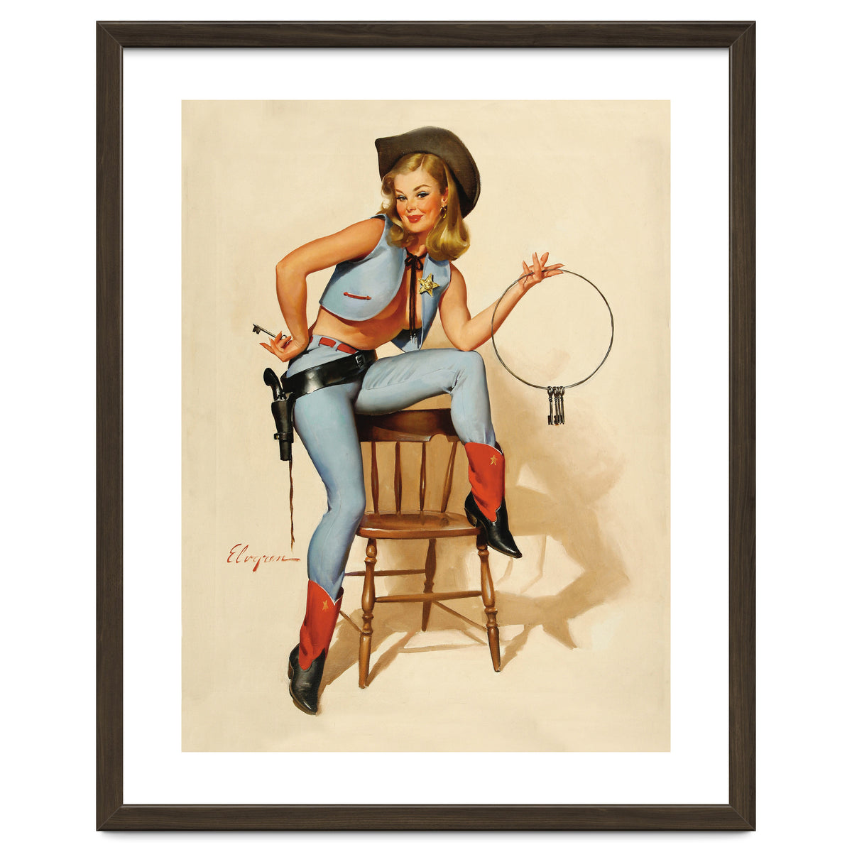 Pinup Cowgirl With A Key