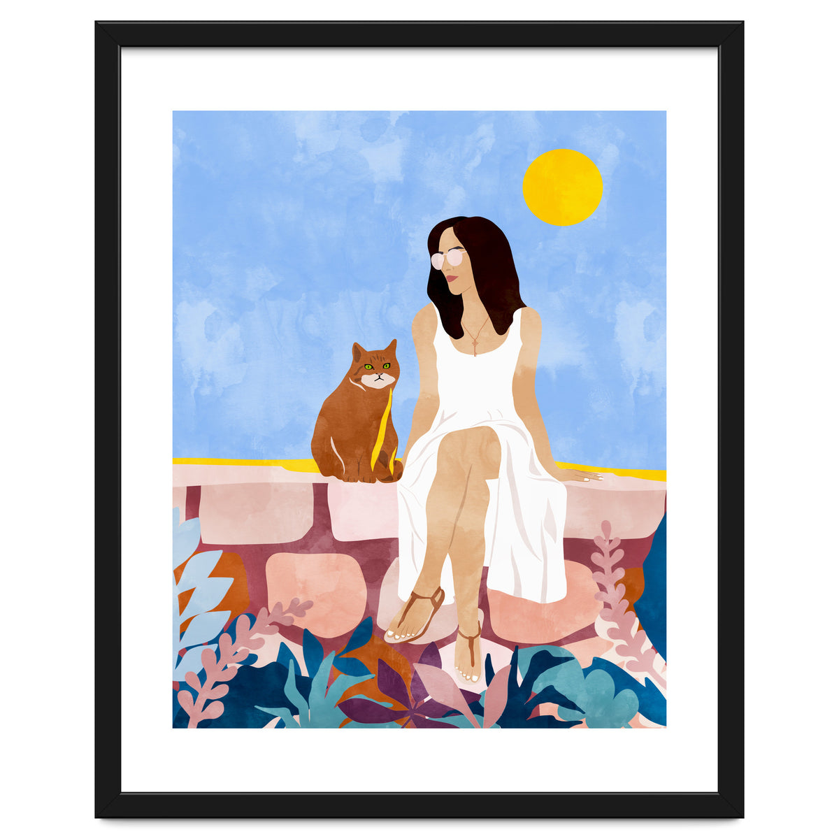 Butterscotch, Cats Pets Cat Mom Watercolor Painting, Pet Parent Animals Quirky Bohemian