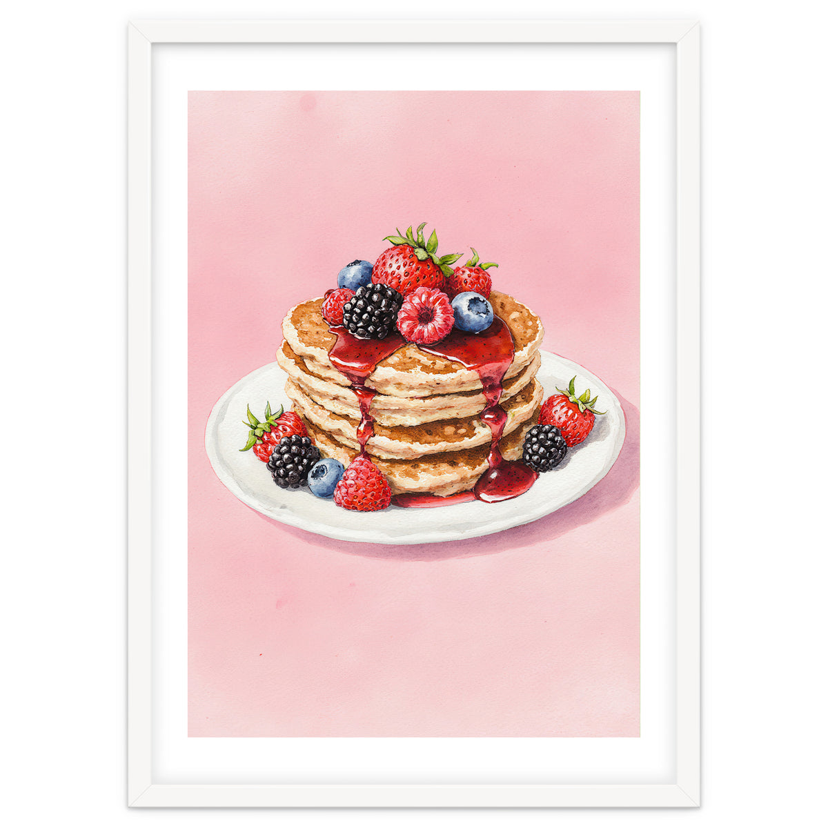 Berry Pancakes – Watercolor Breakfast Food