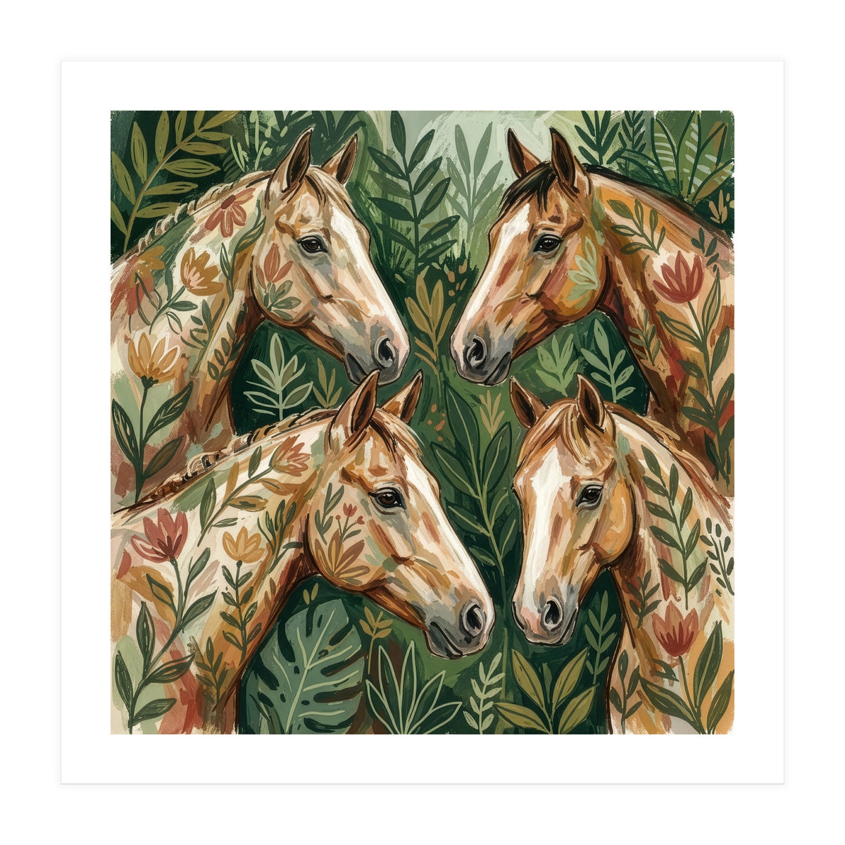 Majestic Floral Horses (Print Only)