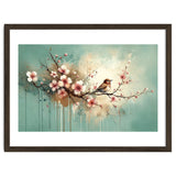 Bird Resting On Cherry Blossom Branch thumbnail