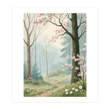 Enchanted Spring Woodland Path with Blooming Cherry Blossoms and Misty Pastel Forest Atmosphere (Print Only) thumbnail