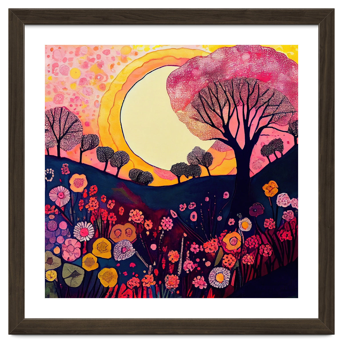 Folk Sunset Over Floral Hills