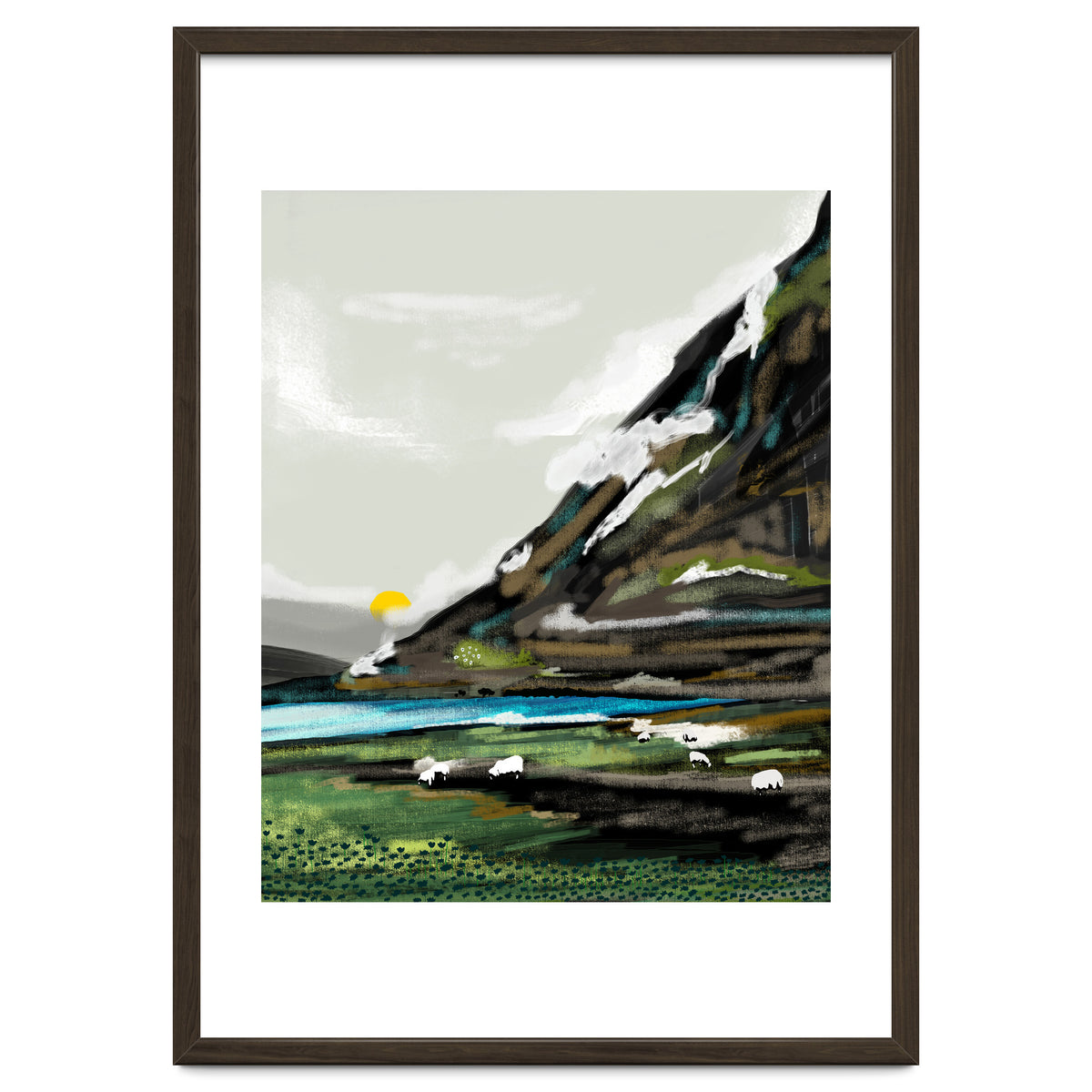 Graze, Cattle Nature Landscape Painting, Mountains Wild Adventure Cows, Animals Grassland Bohemian