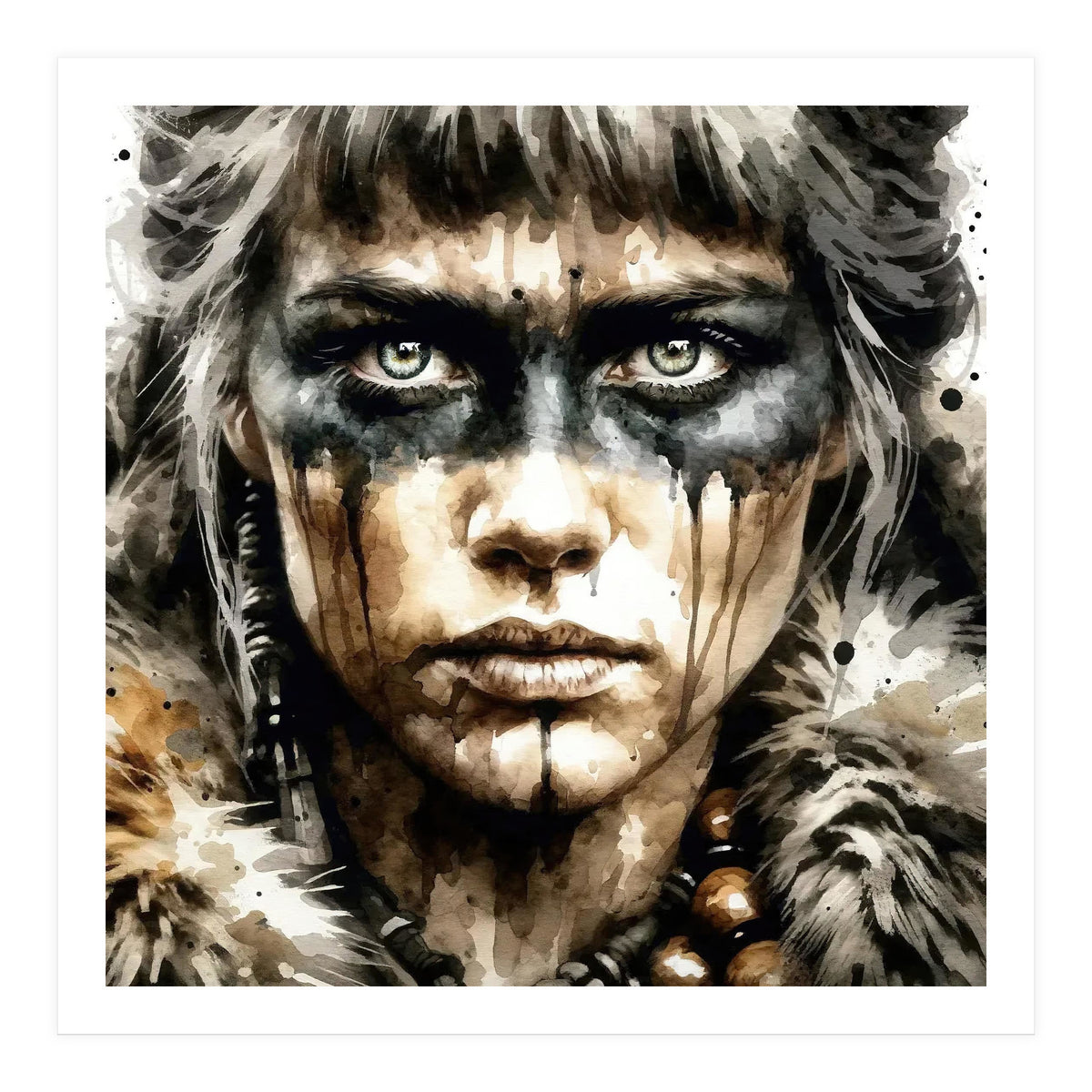Fur Collar Warrior Portrait (Print Only)