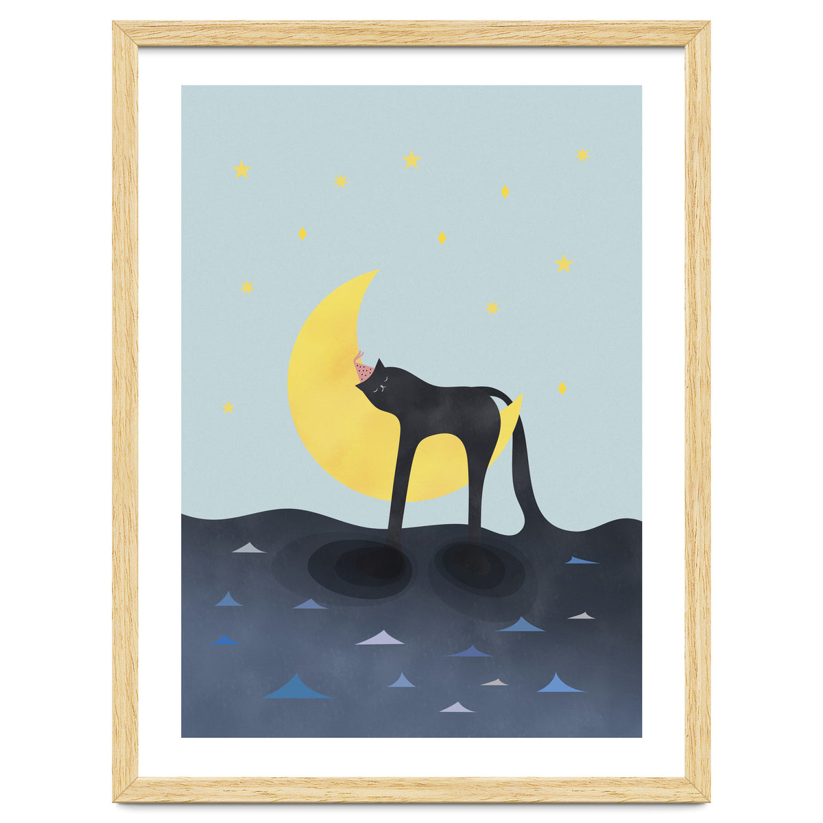 Beauty Sleep - Melting Cat on the crescent moon