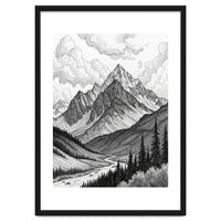 Majestic Alpine Mountain Range Sketch