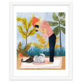 Saturday Afternoon | Cat Mom Pets Photography | Animals Kitten Picnic Watercolor Painting thumbnail