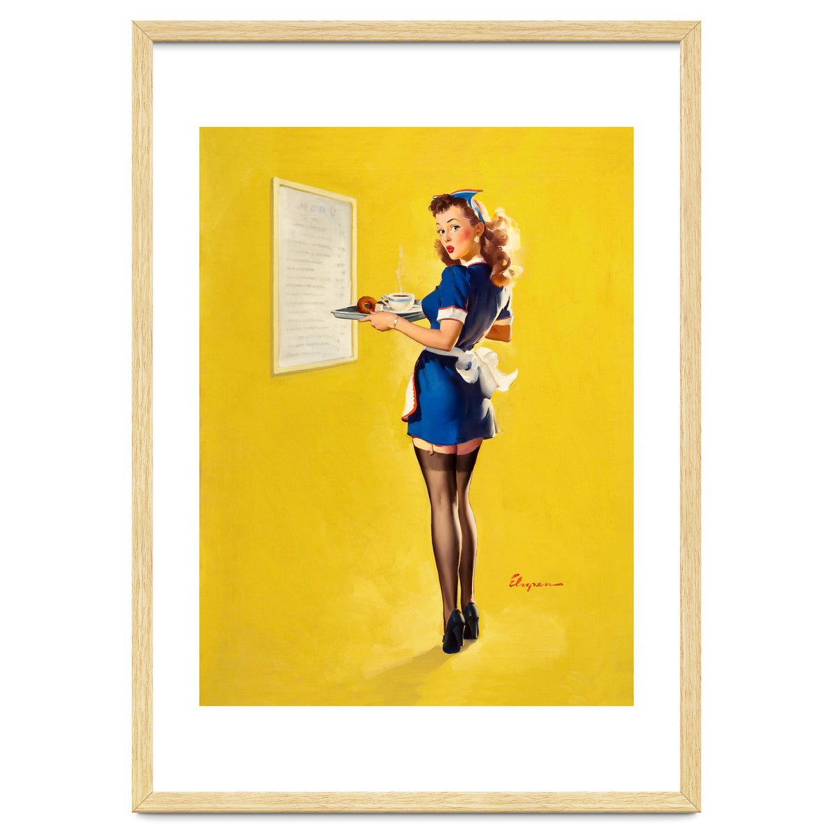 Pinup Sexy Waitress Looking Back