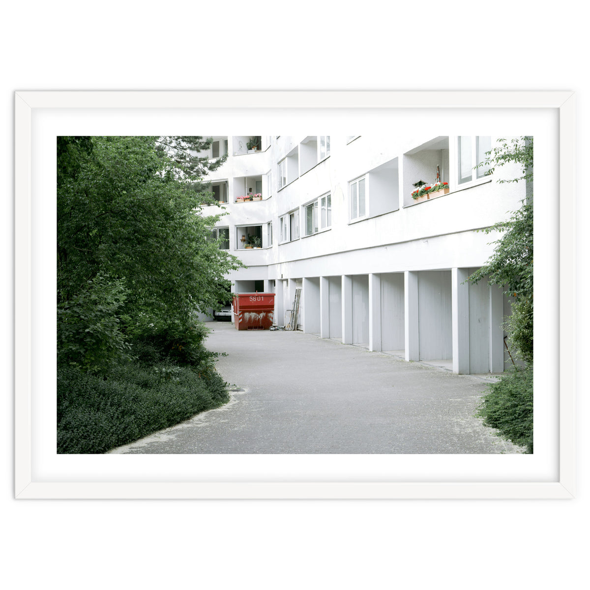 Red container in the residential site