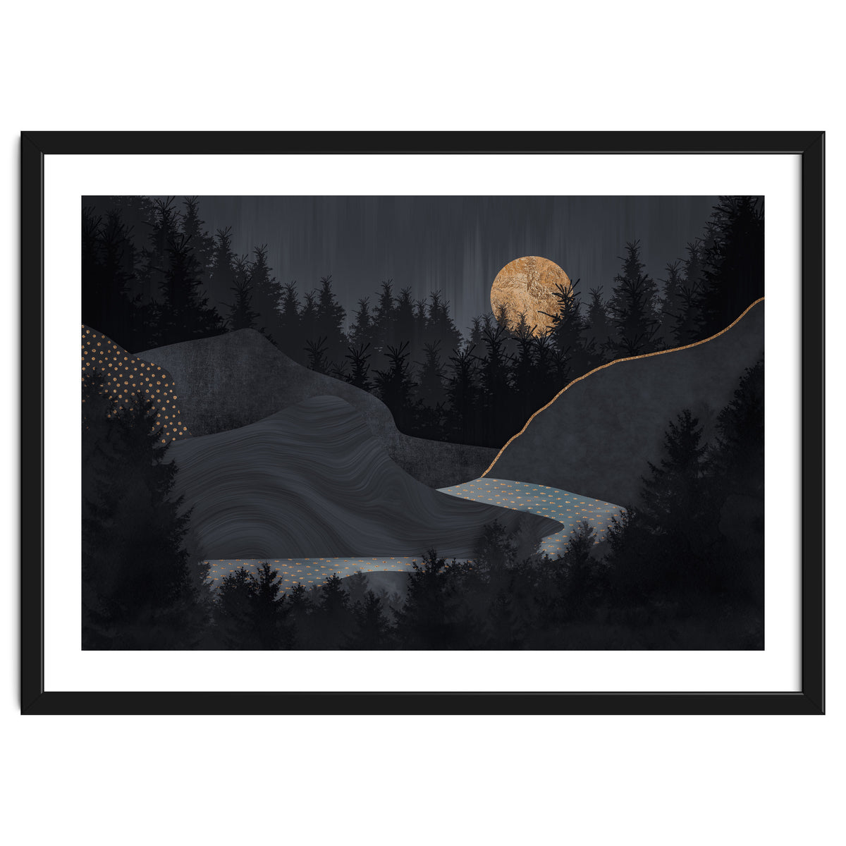 Abstract Landscape Midnight Moon