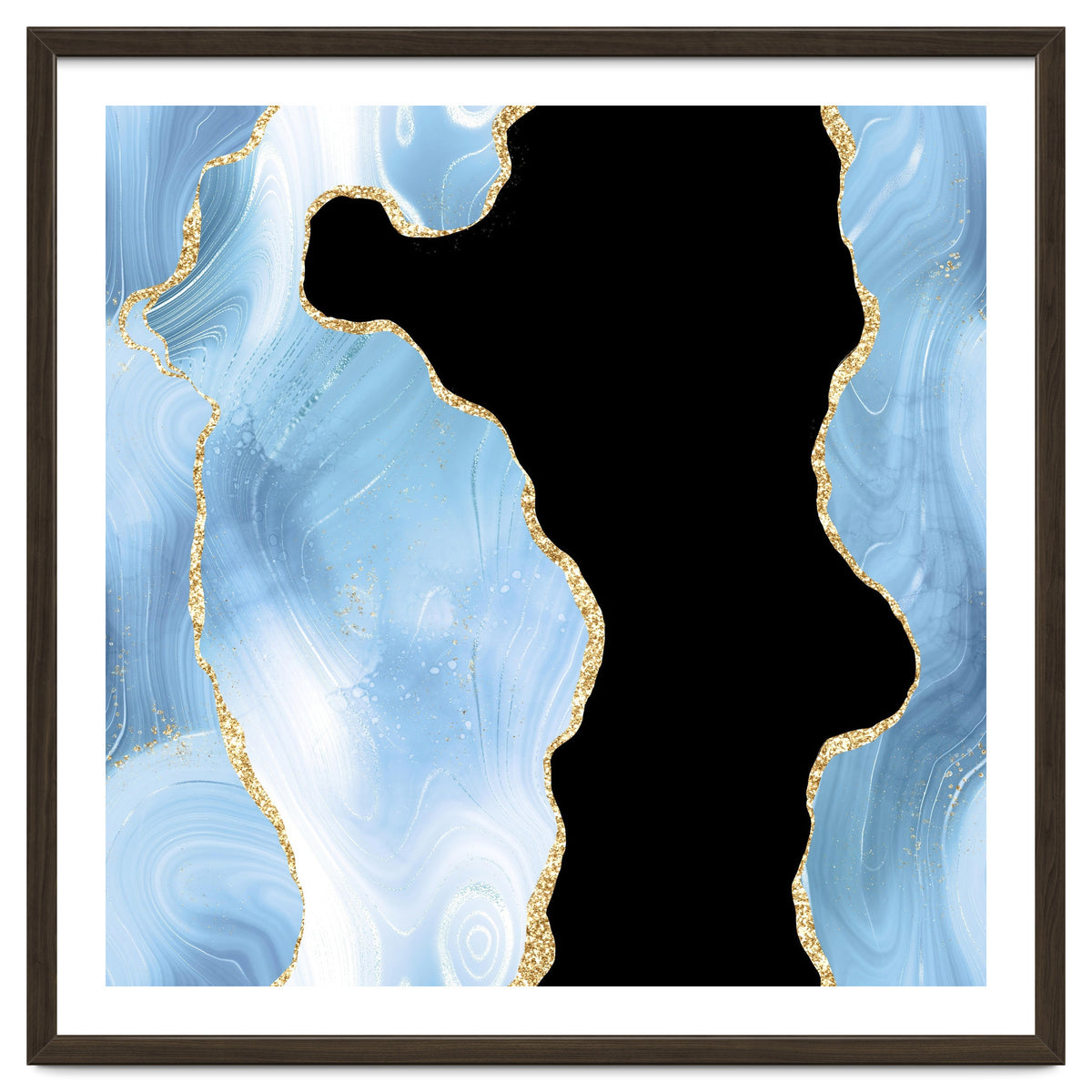 Blue & Gold Glitter Agate Texture 01