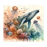 Whale And Jellyfish Watercolor (Print Only)