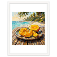 Tropical Mango Beach Oil Painting