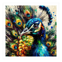Vibrant Peacock Portrait (Print Only)